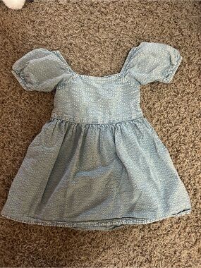 next Pale Blue Puff-Sleeve Dot Dress